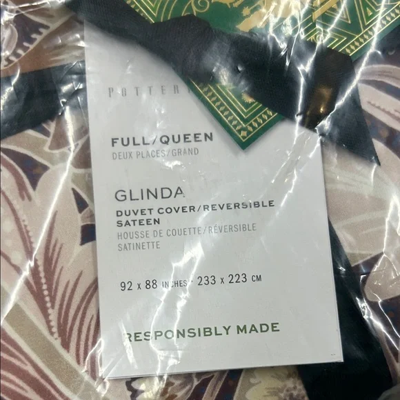 Pottery Barn Wicked Reversible Duvet Cover Glinda Pink Floral Full / Queen NWT
